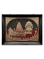 Samsthana Puja of Chandramouleswara by Adi Shankaracharya | Tanjore Painting made with Traditional Colors and 24K Gold | Teakwood Frame