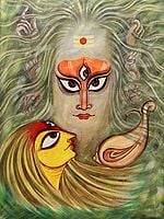 Rudra-Shiva, Parvati and Vishnu