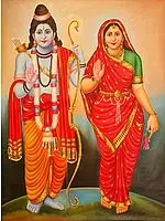 Goddess Sita and Lord Rama Painting | Oil on Canvas