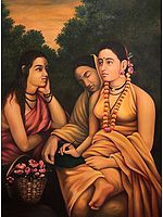 SHAKUNTALA PATRA LEKHAN (Shakuntala Writes a Letter) by Ravi Varma