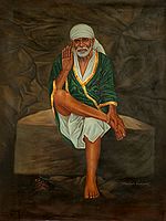 Shirdi Sai Baba Oil Painting on Canvas