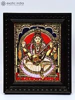 Devi Saraswati | Framed Tanjore Painting