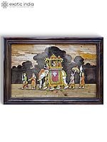 36" King's Royal Ride on Elephant | 3D Wall Panel in Rosewood with Inlay Work