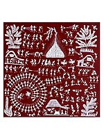 Holi Festival Warli Painting | Natural Color On Cotton Cloth | By Sanjay Balakrishna Parhad