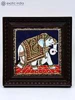 Royal Elephant | 24 Karat Gold Work | Framed Tanjore Painting