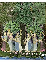 Pichwai Painting Of Gopis | Natural Color On Cloth | By Dheeraj Munot