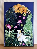 Cow Pichwai Painting | Oil On Canvas | By Pooja Agarwal