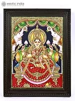 Goddess Gajalakshmi | 24 Karat Gold Work | Framed Tanjore Painting
