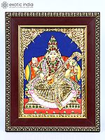 Goddess Saraswati | 24 Karat Gold Work | Framed Tanjore Painting