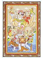 Gajendra Moksha | Superfine Pattachitra Painting