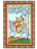 Shiva Parvati on Nandi | Pattachitra Painting
