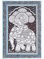 Lord Krishna on Pashu Kunjar | Pattachitra Painting