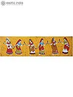 Women Playing Dandiya - Folk Dance of Gujarat | Batik Painting