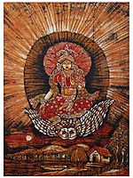 Devi Lakshmi on Her Vahana Owl | Batik Painting