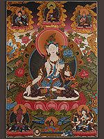 Goddess White Tara - Tibetan Buddhist (Brocadeless Thangka)