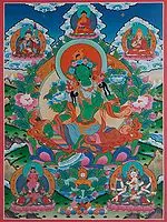 Goddess Green Tara - Tibetan Buddhist (Brocadeless Thangka)