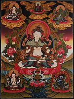 Vajrasattva Buddhist Deity Thangka Painting (Brocadeless)