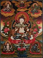 Vajrasattva Buddhist Deity Thangka Painting (Brocadeless)