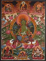 Goddess Green Tara - Tibetan Buddhist (Brocadeless Thangka)