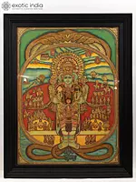 The Cosmic Form of Lord Krishna (Vishvarupam) | Tanjore Painting with Frame