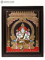 Sitting Lord Dhanvantari Tanjore Painting | With Frame