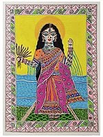 Maa Shatakshi - Goddess of Nourishment | Madhubani Painting by Nishu Singh