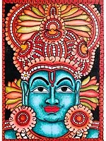 Kerala Mural Krishna Face | Acrylic on Canvas | By Rojalee Panda