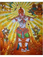 Lord Hanuman Tearing His Chest to Show Shri Ram and Sita In His Heart | Kerala Mural Painting by Vishnu Shreedhar