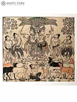 Harmonious Brothers - Krishna And Balarama | Superfine Patachitra Painting