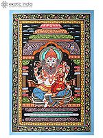 Lord Narasimha with Lakshmi | Patachitra Painting