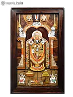 30" Lord Tirupati Balaji - Rajbhog | Natural Color On 3D Wood Painting With Inlay Work