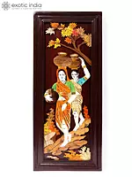 30" Paniharini - Women Carrying Water Pot | 3D Wood Panel with Inlay Work