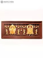 31" Lord Balaji With Goddess Padmavati | Natural Color On 3D Wood Painting With Inlay Work