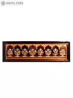 31" Divine View Of Ashta Lakshmi | Natural Color On Wood Panel With Inlay Work