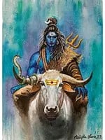 Divine Darshan Of Lord Shiva On Nandi | Watercolor On Paper | By Sudipta Sana