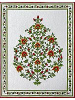 Miniature Indian Folk Art | Floral Miniature On Handmade Paper | By Mamta Saxena