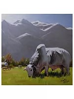 Big Bull | Oil painting on stretched linen | By Swathi Keshav