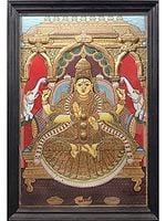 Super Large Goddess Gajalakshmi Tanjore Painting with Frame | Traditional Colors with 24 Karat Gold