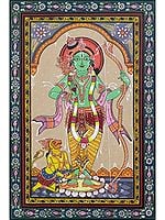 Divine Lord Rama With Lord Hanuman | Pattachitra Painting | Natural Color On Handmade Canvas | By Sushant Maharana