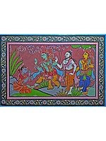 Lord Rama With Vishwamitra - Theme Of Ramayana | Pattachitra Painting | Natural Color On Handmade Canvas | By Sushant Maharana