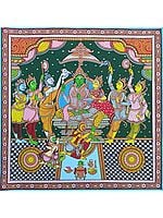 Rajyabhishek Of Lord Rama | Pattachitra Painting | Natural Color On Handmade Canvas | By Sushant Maharana