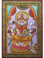 Lord Narasimha with Devi Lakshmi | Pattachitra Painting from Odisha