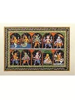 Dashavatara - Ten Incarnations of Lord Vishnu | Pattachitra Painting from Odisha