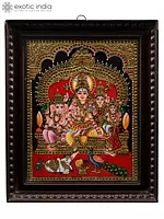 Lord Shiva Family Framed Tanjore Painting