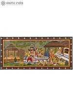 The Sage Valmiki Trains Luv - Kush in The Art of Archery - An Episode from The Ramayana | Pattachitra Painting From Odisha