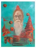 Connection Of Saint And Ghat | Acrylic On Canvas | By Raj Kumar Singh