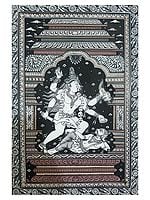 Goddess Kali and Lord Shiva | Watercolor on Handmade Sheet | By Jayadev Moharana