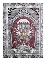 Panchamukhi Lord Shiva With Ten Arms | Natural Color On Handmade Sheet | By Rakesh Kumar