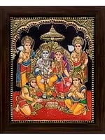 Ram Darbar Tanjore | Traditional Colors With 22K Gold | With Frame