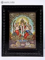 Ten-Armed Goddess Durga Framed Tanjore Painting | 24 Karat Gold Work